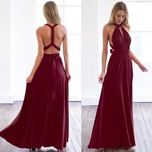NWT Burgundy Multi-Way Wrap Convertible Dress